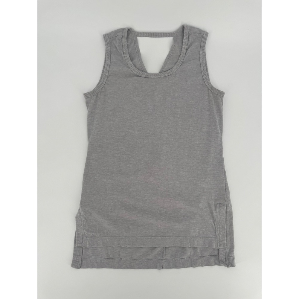 Road Runner Sports Womens Gray Open Back Active Tank Top Small Gray Slit Hem